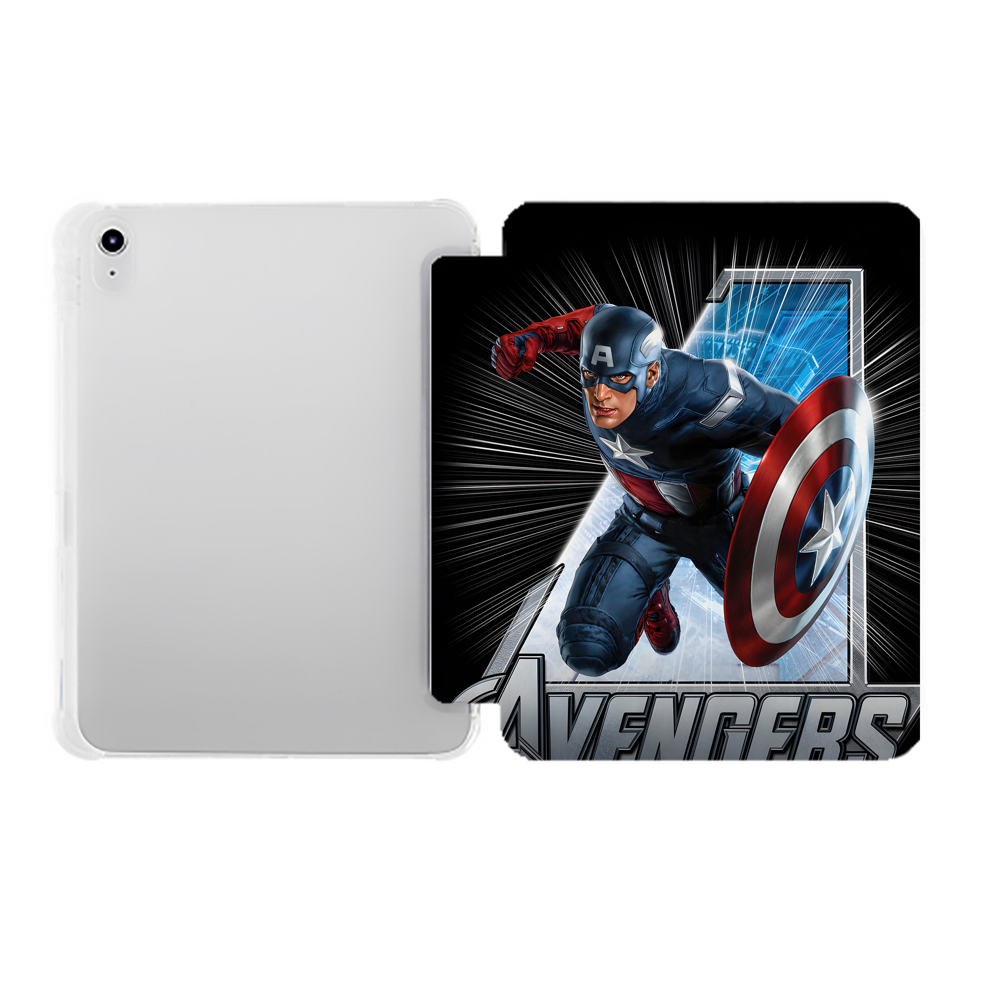 （画像用） アベンジャーズ The Avengers IPad ケース ペン収納付き 三つ折りスタンド PUレザー×シリコン 対応機種9.5/10.5/10.9インチ